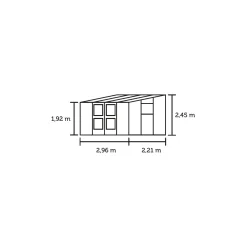 JULIANA VERANDA VÆGDRIVHUS 3MM HÆRD GLAS HELE BANER,10MM POLYTAG ANTRACIT 6,6 M2