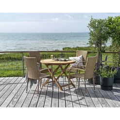 OUTRIUM SYROS/NAPOLI MED 4 STOLE HAVEMØBELSÆT TEAK/NATUR